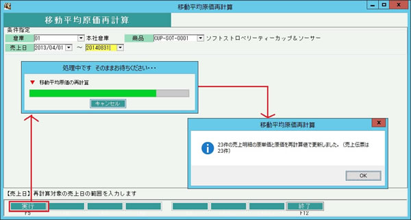 移動平均原価再計算